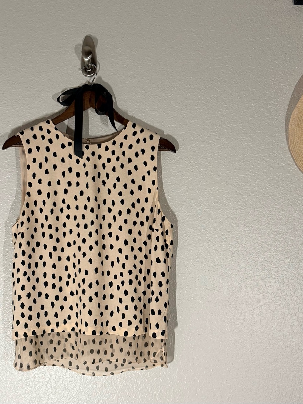 Kate Spade OUMU0525 Silk Hem Dot Layered Sleeveless Blouse L